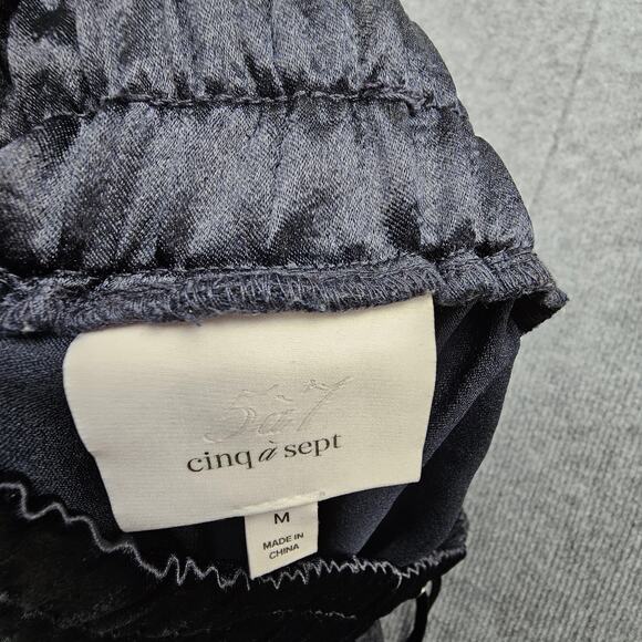 Cinq à Sept Pants Womens Medium Satin Drawstring Tapered Leg Dressy Comfort Navy - Picture 7 of 9